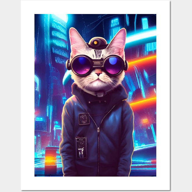 Cool Japanese Techno Cat In Japan Neon City Wall Art by star trek fanart and more